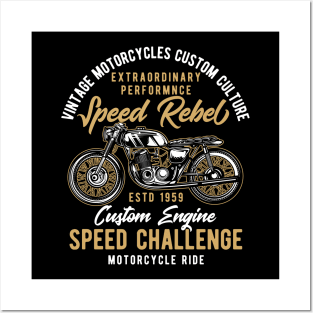 Vintage motorcycle custom culture Posters and Art